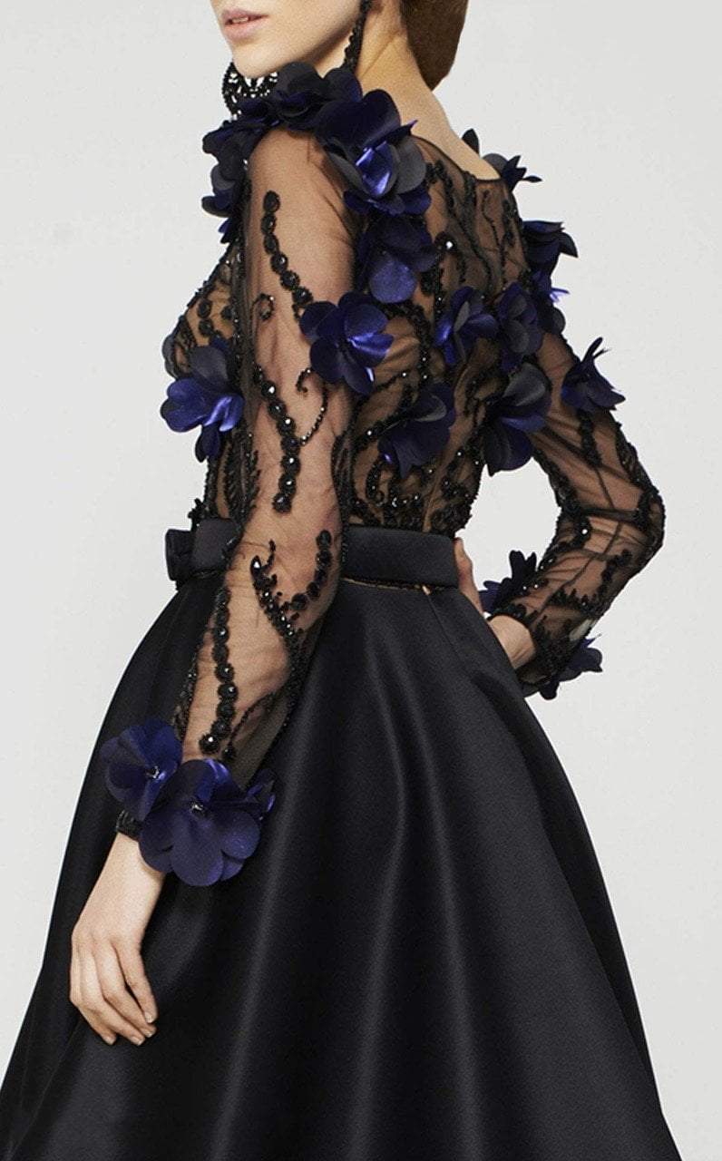 MNM Couture - 2376 Sheer Floral Embellished A-line Dress Special Occasion Dress