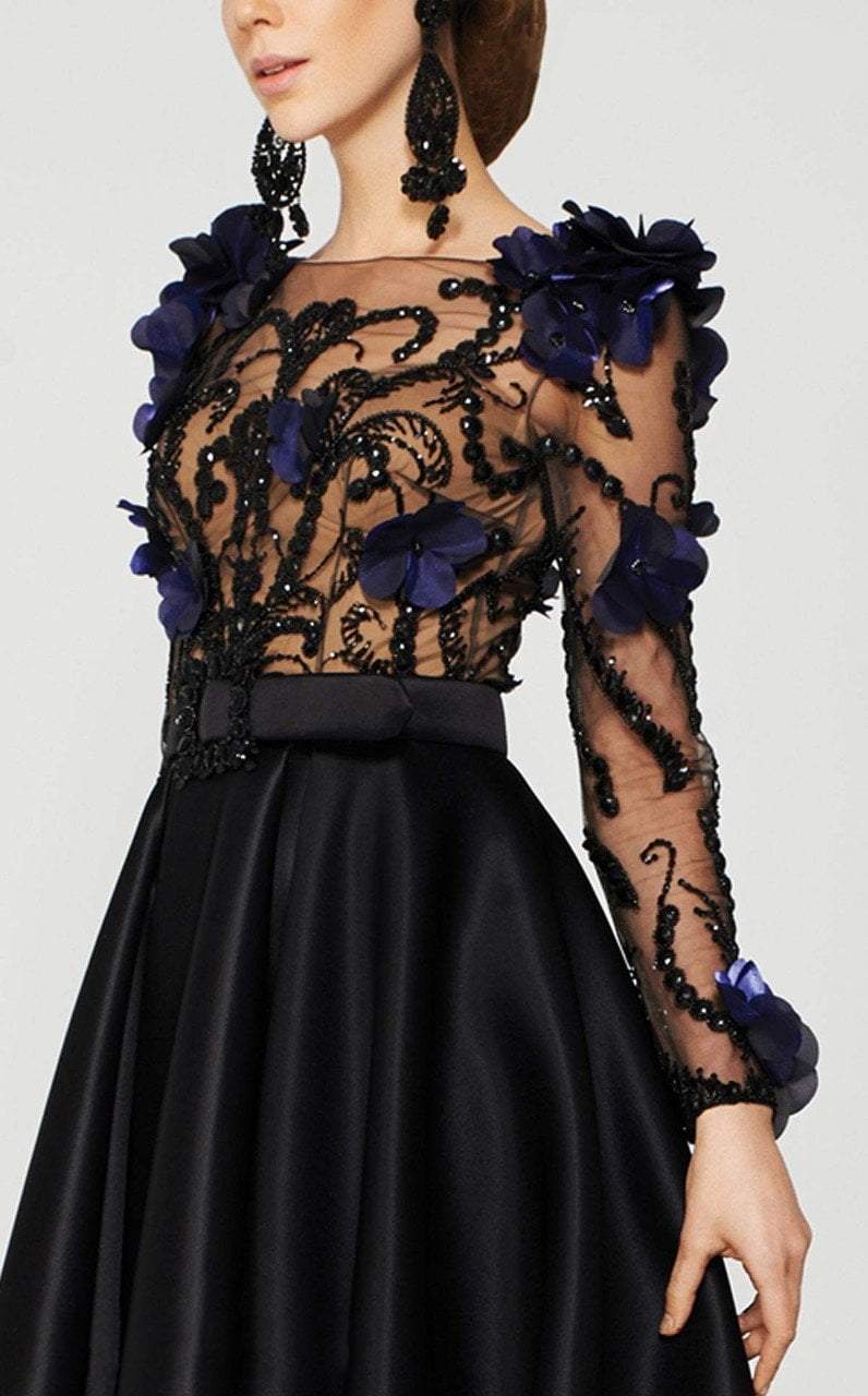 MNM Couture - 2376 Sheer Floral Embellished A-line Dress Special Occasion Dress