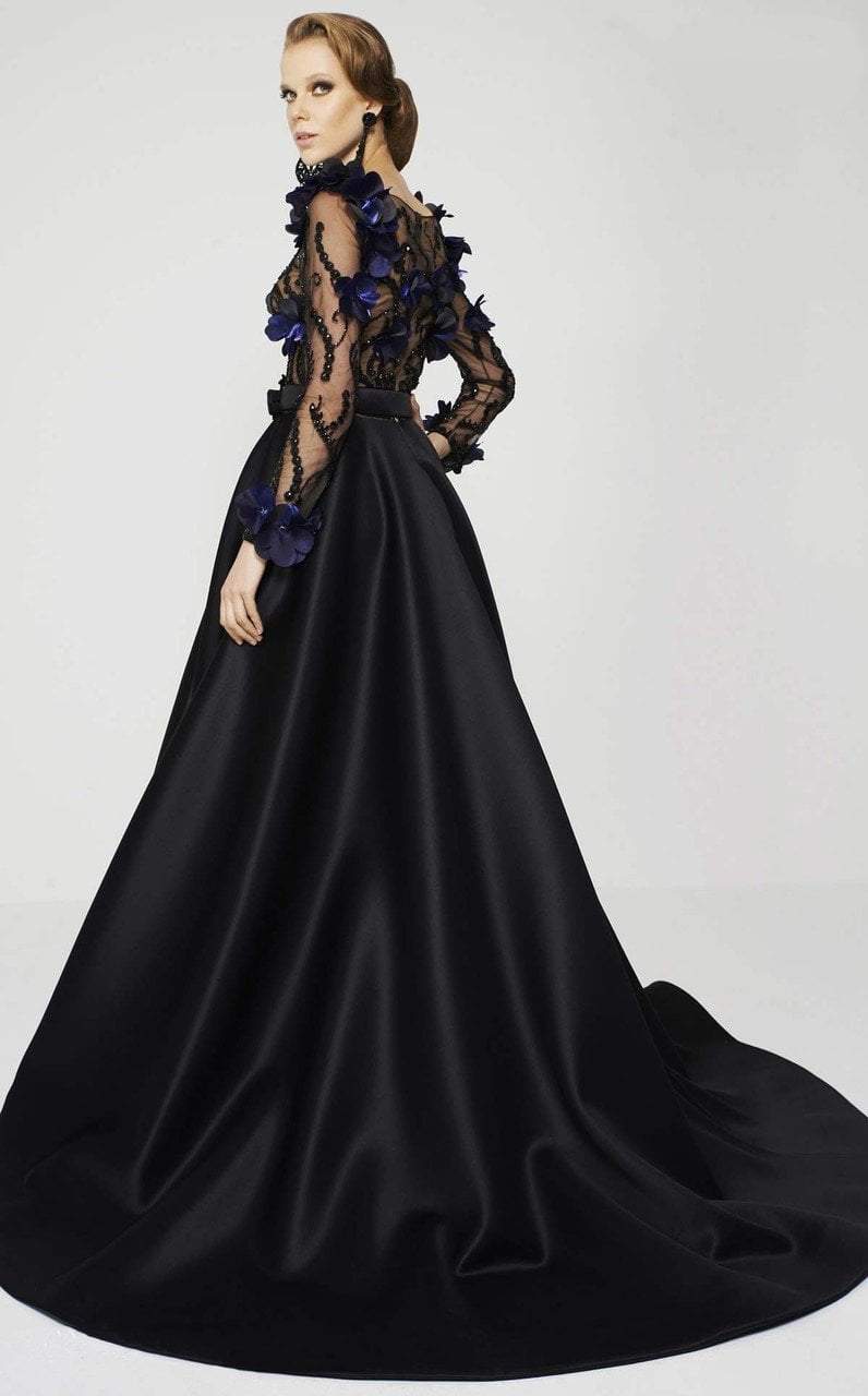 MNM Couture - 2376 Sheer Floral Embellished A-line Dress Special Occasion Dress