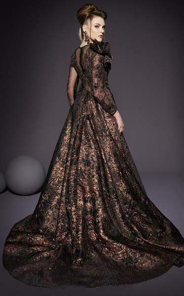 MNM COUTURE - 2455 Applique Illusion Jewel A-line Dress Special Occasion Dress