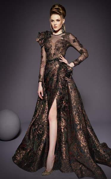 MNM COUTURE - 2455 Applique Illusion Jewel A-line Dress Special Occasion Dress