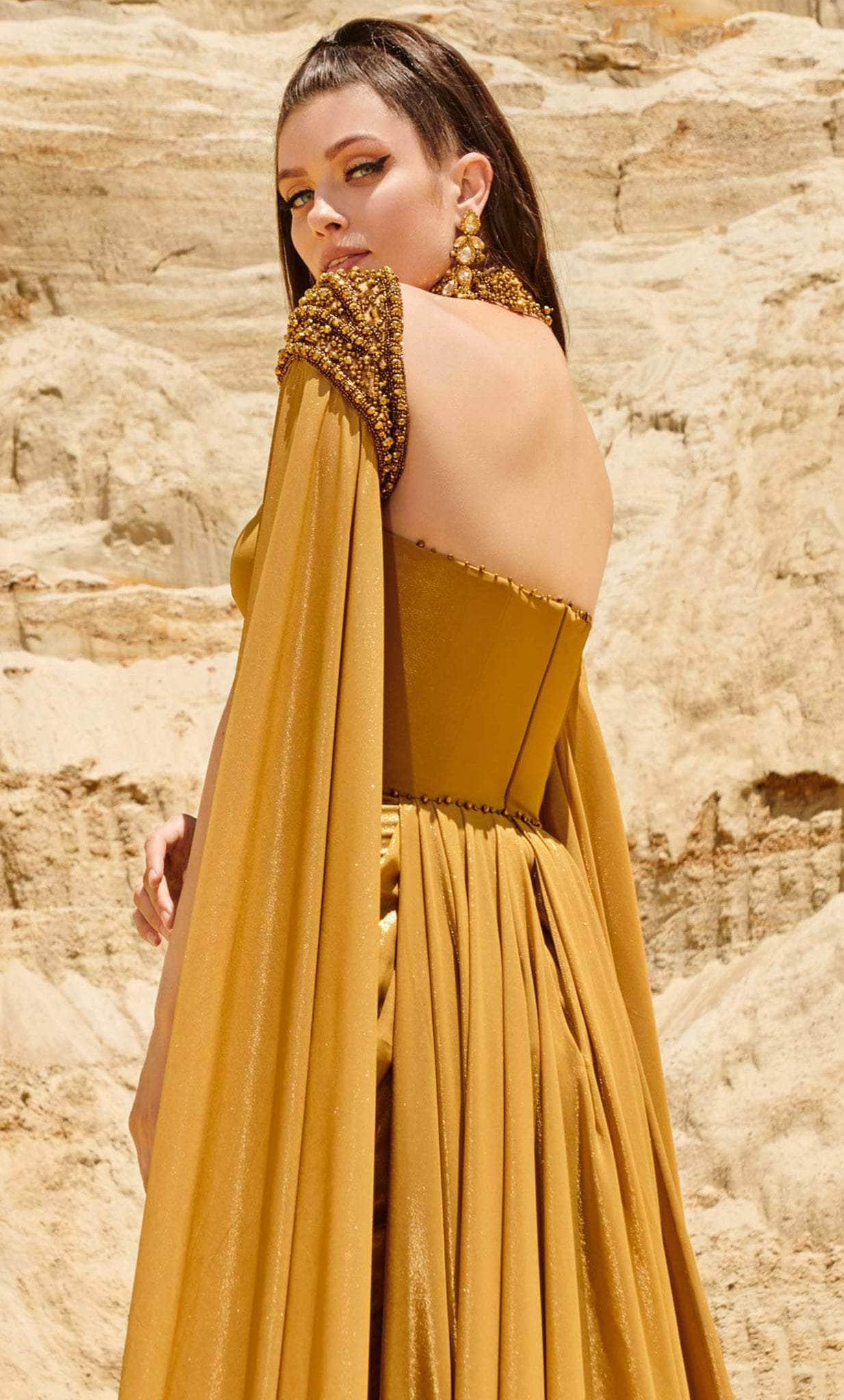 MNM COUTURE 2759 - High Neck Evening Gown With Cape Evening Dresses