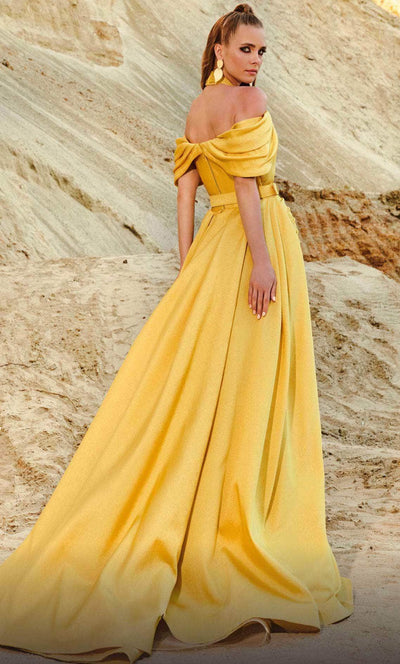 MNM COUTURE 2776 - Pleated Off Shoulder Evening Gown Evening Dresses