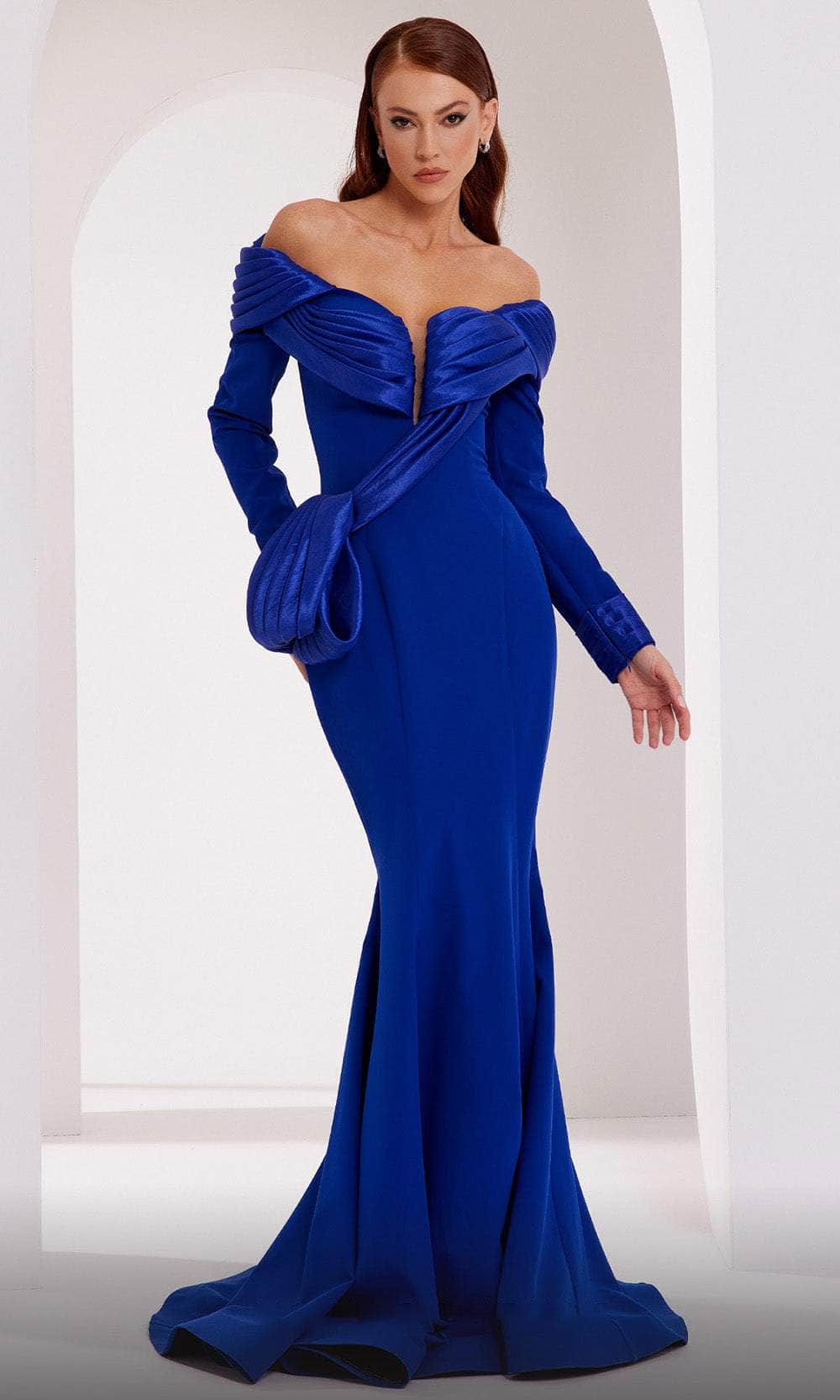MNM COUTURE 2791 - Crepe Mermaid Gown 4 / Blue