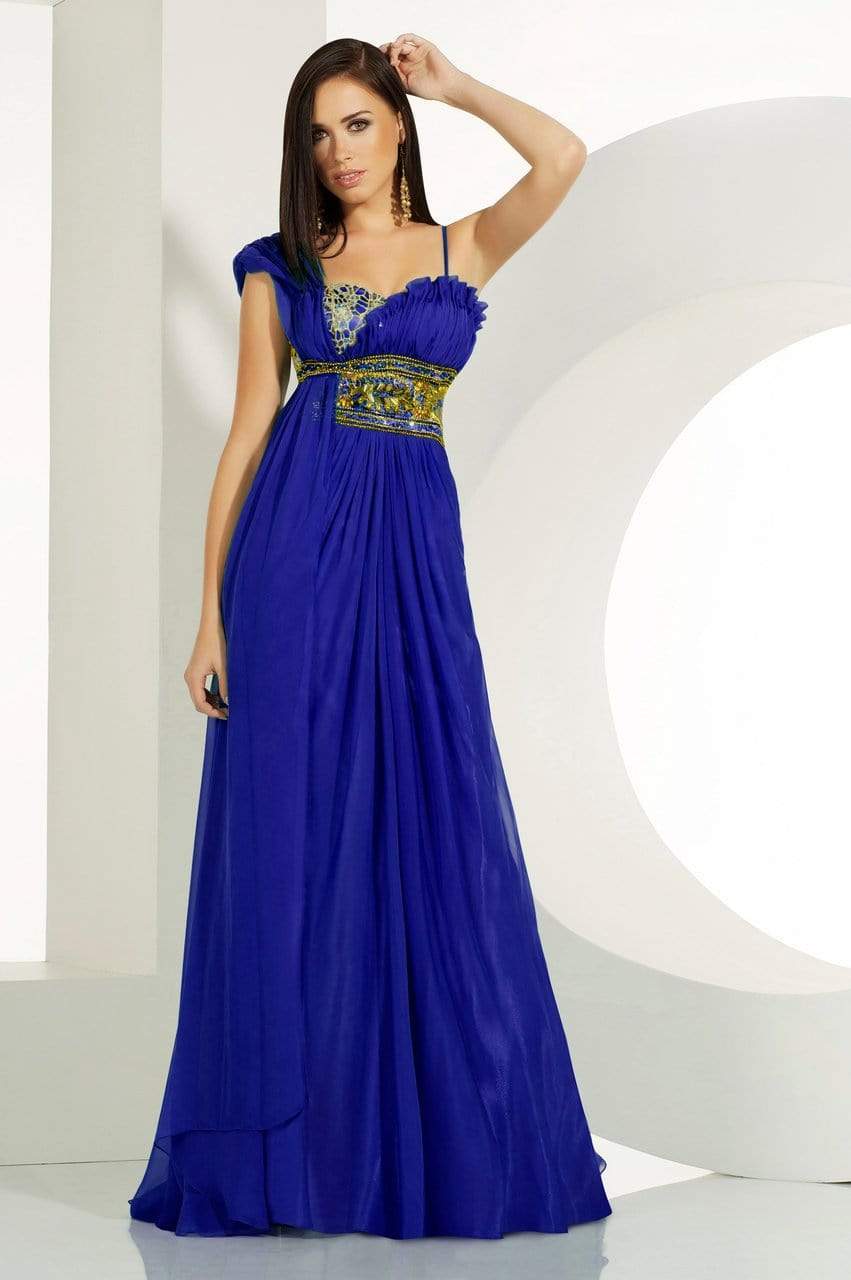 MNM Couture - 5699 One Shoulder Draped Long Gown Formal Gowns