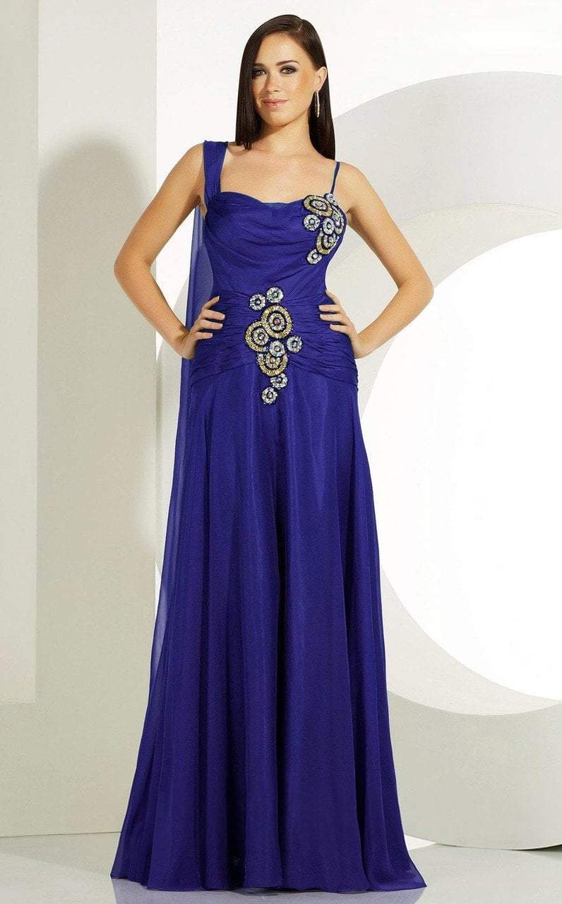 MNM Couture - 5824 Jewel Appliqued Ruched Chiffon Gown Special Occasion Dress