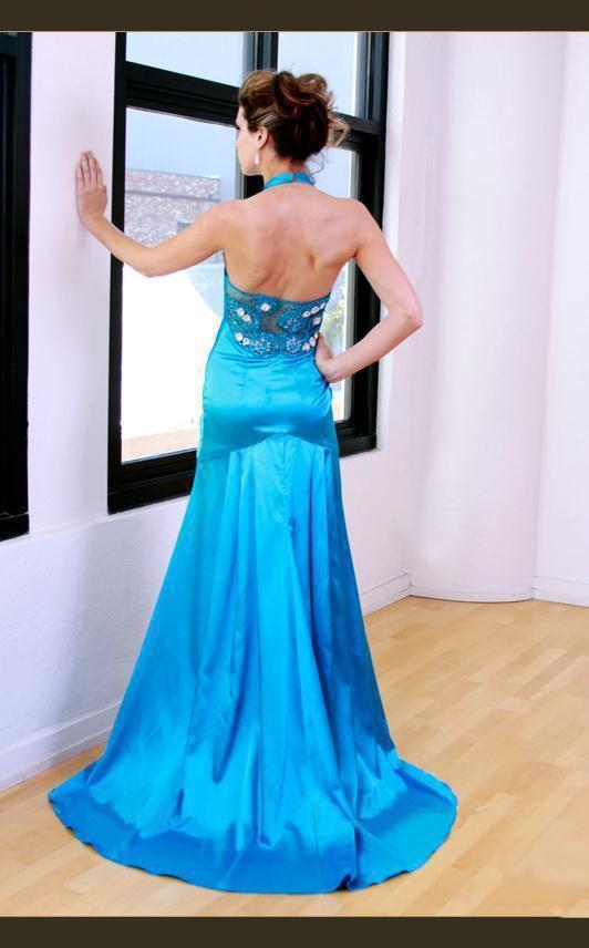 MNM Couture - 5982 Bedazzled Halter Trumpet Dress Special Occasion Dress
