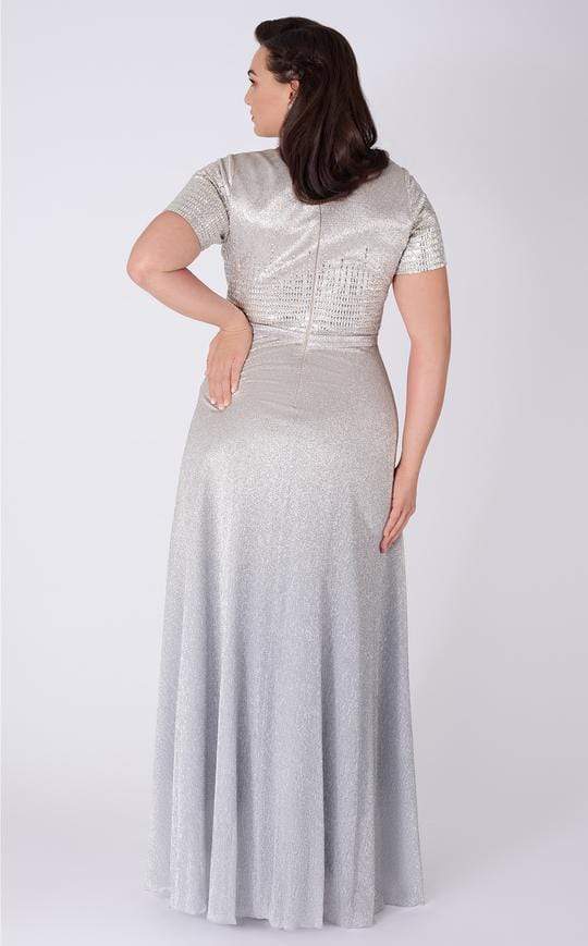 MNM COUTURE - F4388 Illusion Jewel A-Line Dress In Silver