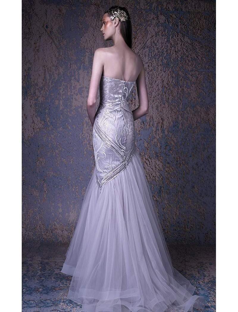 MNM COUTURE - G1026 Sequined Illusion Neck Trumpet Gown Special Occasion Dress