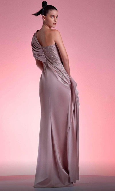 MNM COUTURE G1221 - Draped Pleated Sheath Evening Gown Evening Dresses
