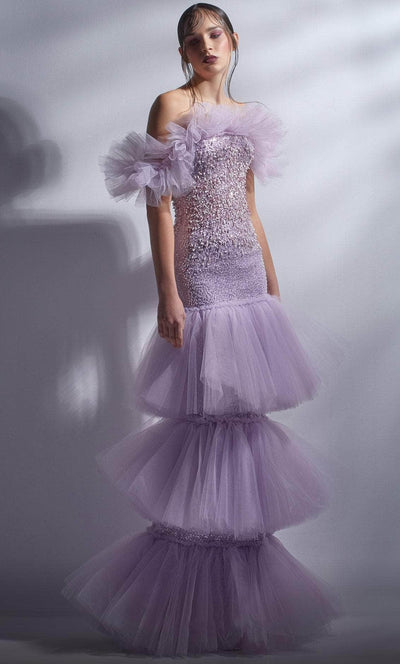 MNM COUTURE G1278 - Off-Shoulder Embellished Prom Dress Prom Dresses 0 / Lilac