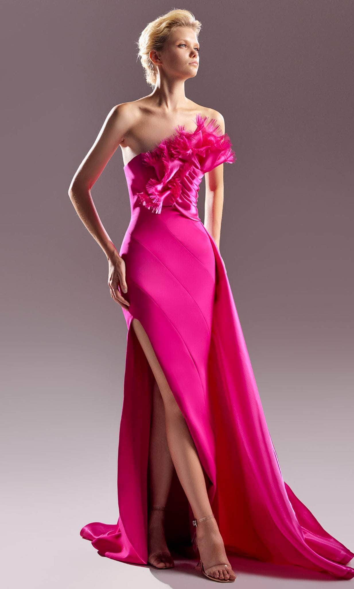 MNM COUTURE G1500 - Strapless Fringed Evening Gown Evening Dresses
