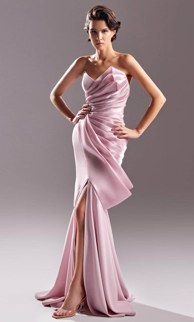 MNM COUTURE G1510 - Pleated Sweetheart Evening Dress Evening Dresses 0 / Pink
