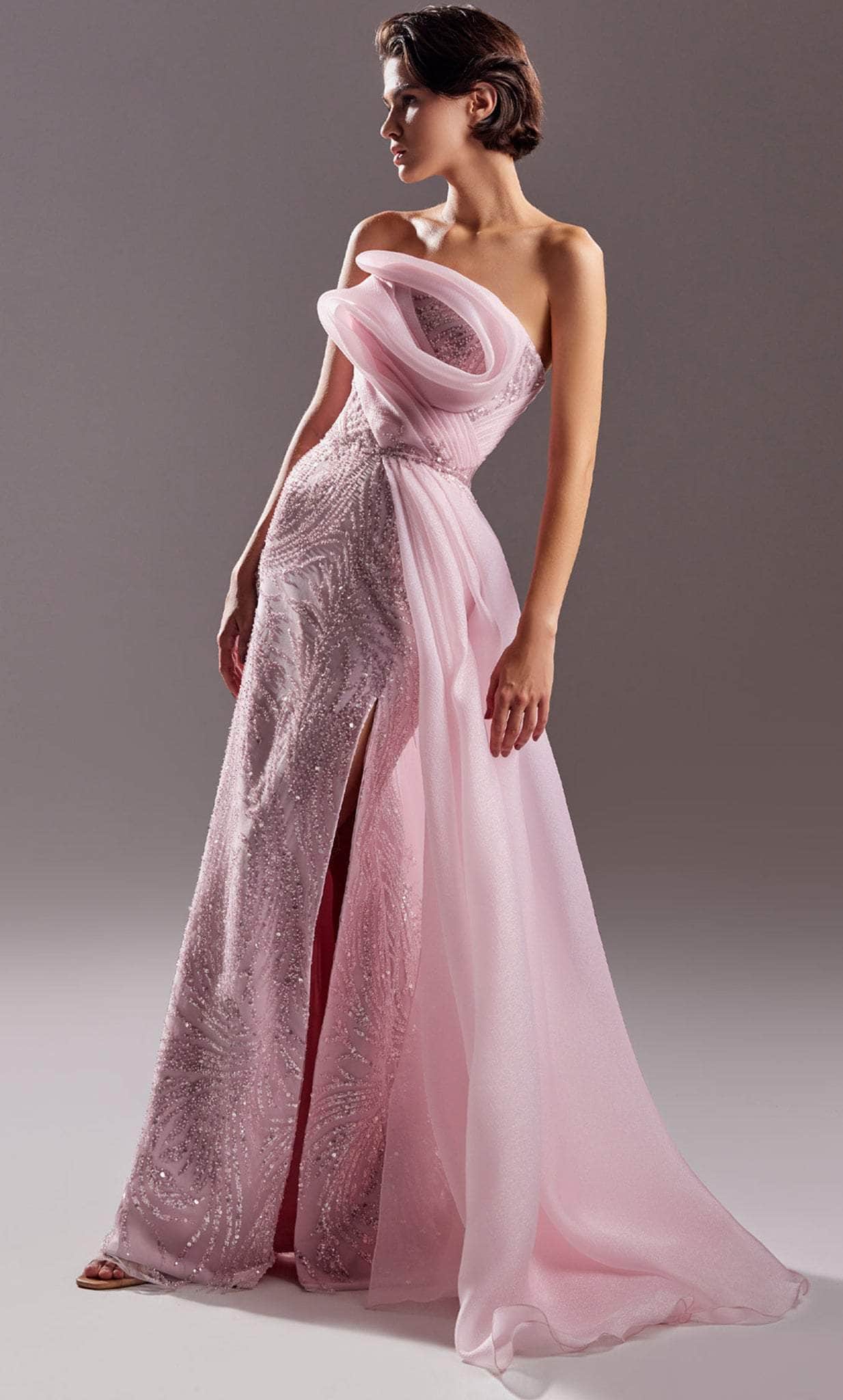 MNM COUTURE G1524 - Embellished Strapless Prom Gown Prom Dresses 0 / Pink