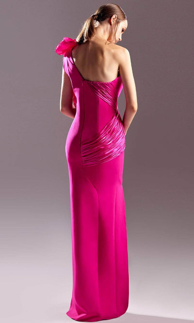 MNM COUTURE G1530 - Ruched One-Shoulder Sleeve Prom Dress Prom Dress