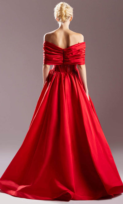 MNM COUTURE G1533 - Draping Detailed Off-Shoulder  Prom Gown Prom Dress