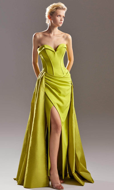 MNM COUTURE G1534 - Strapless Sweetheart Neck Prom Gown Long Dresses 0 / Lime