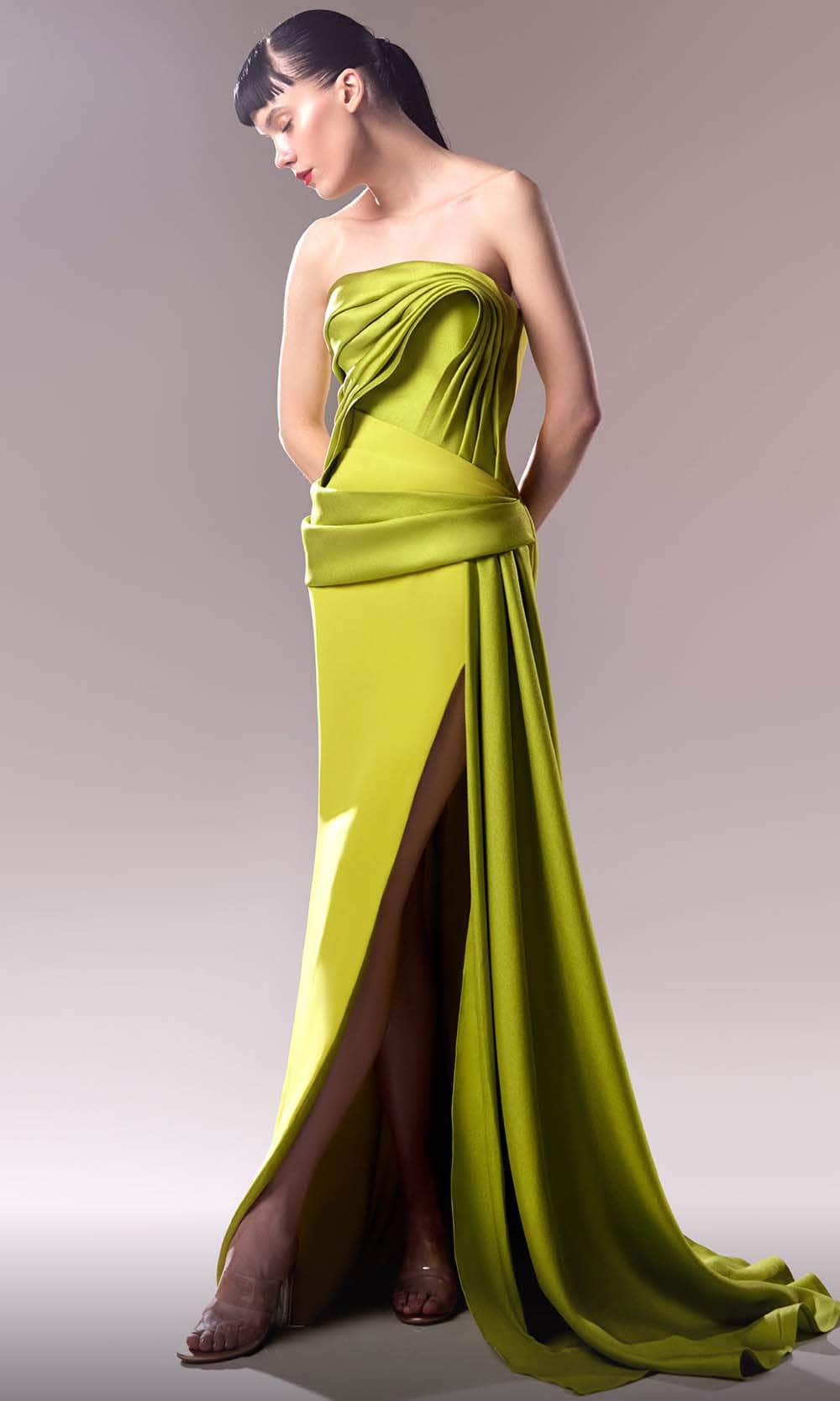 MNM Couture G1617 - High Slit Sheath Evening Dress Evening Dresses 0 / Fuchsia