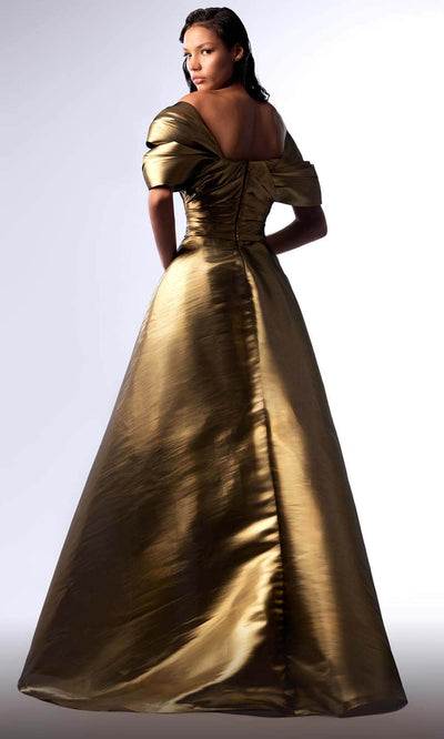 MNM Couture G1726 - Pleated Metallic Evening Dress Evening Dresses