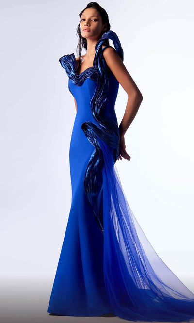 MNM Couture G1728 - Metallic Ruffled Evening Dress Evening Dresses