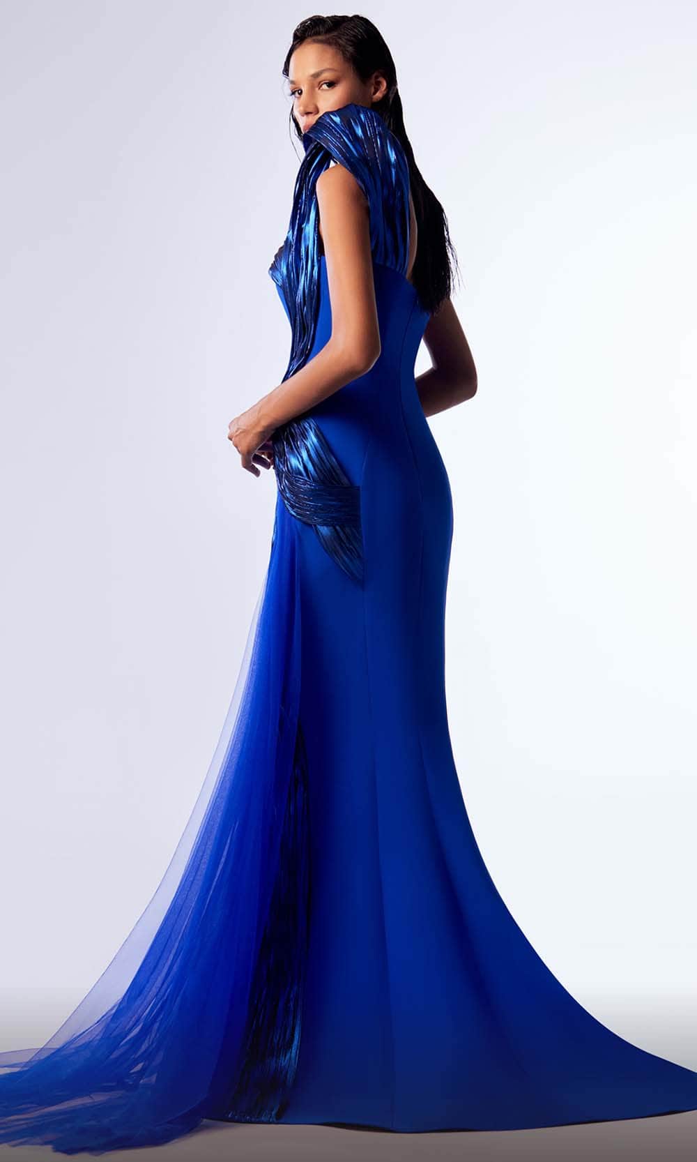 MNM Couture G1728 - Metallic Ruffled Evening Dress Evening Dresses
