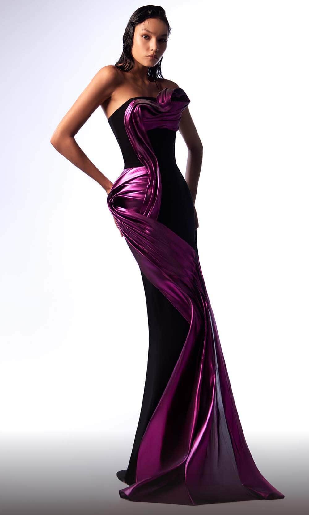 MNM Couture G1730 - Strapless Metallic Drape Evening Dress Evening Dresses