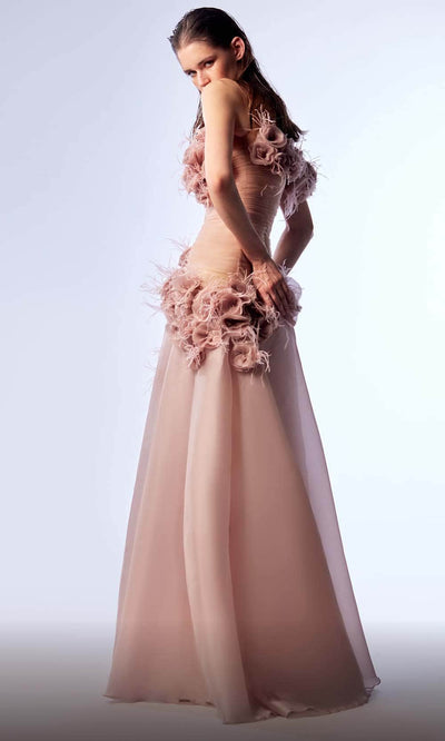 MNM Couture G1737 - Floral Festooned Evening Dress Evening Dresses