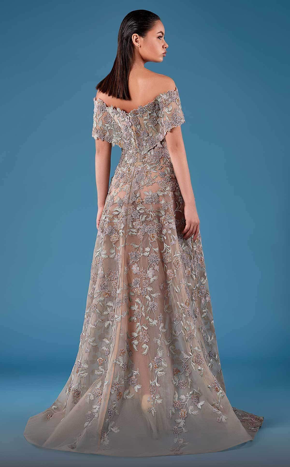 MNM COUTURE - K3751 Beaded Appliques Off-Shoulder Gown Evening Dresses