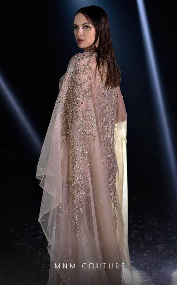 MNM COUTURE K3960 - Illusion Neck Long Cape Sleeve Evening Gown Special Occasion Dress