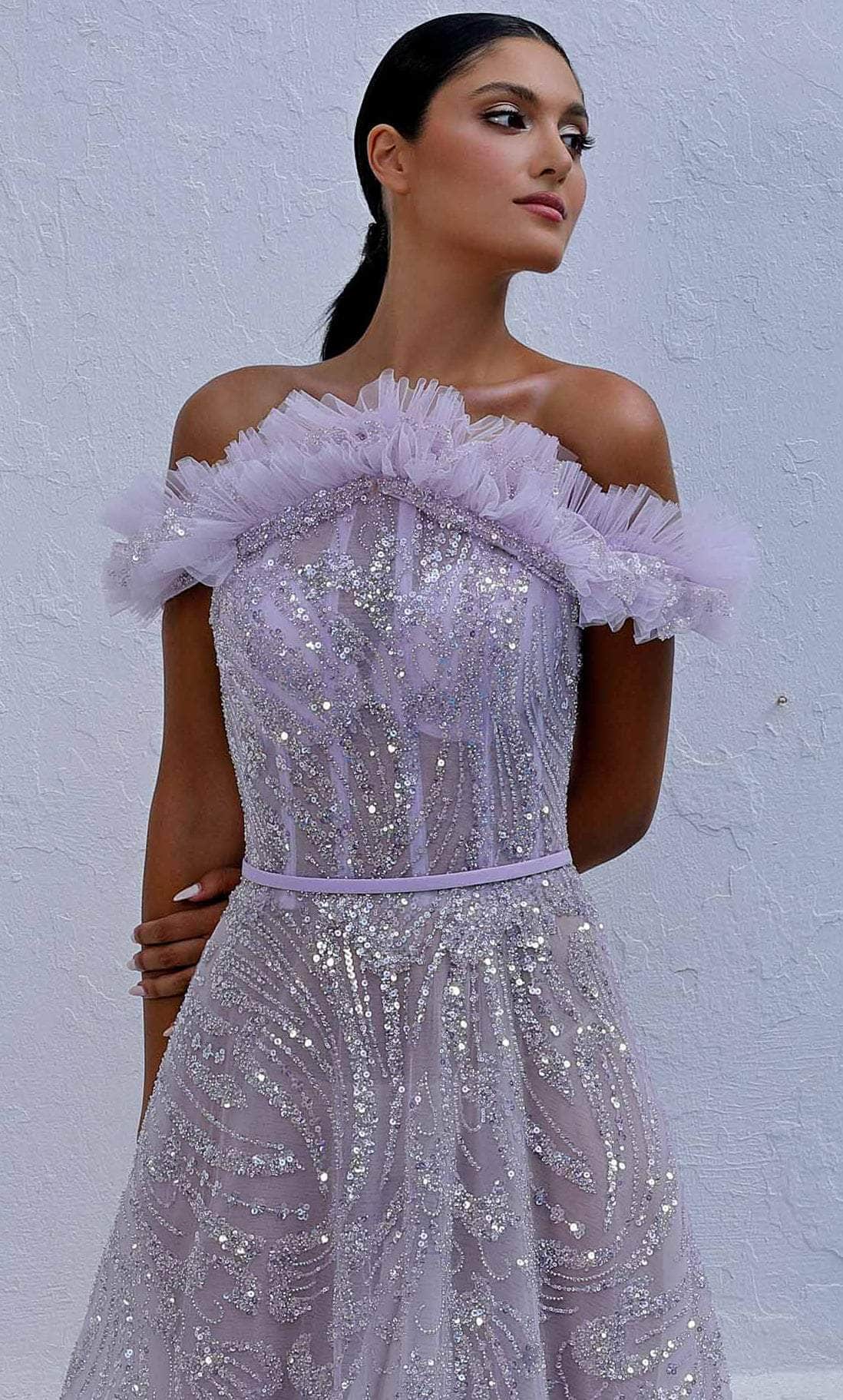 MNM COUTURE K4005 - Ruffled Corset Prom Gown Prom Dresses