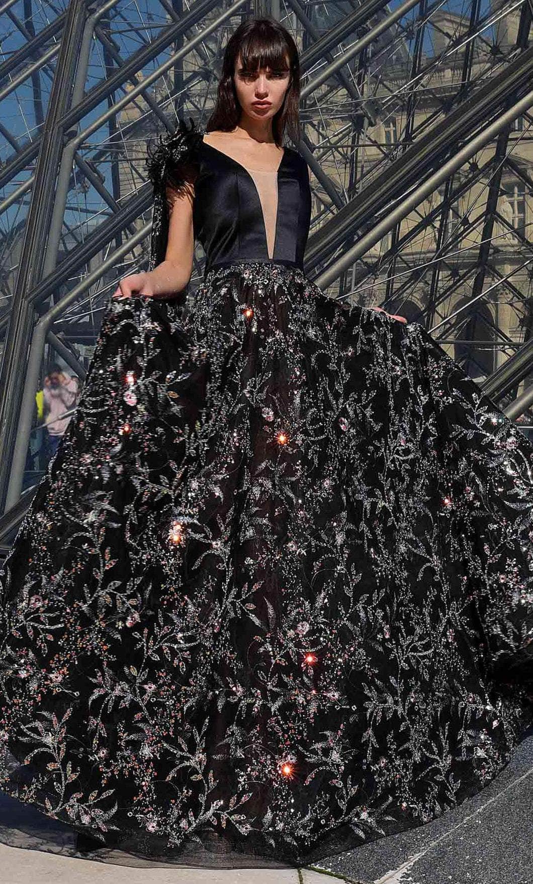 MNM Couture K4009 - Floral Beaded Skirt Prom Dress Evening Dresses