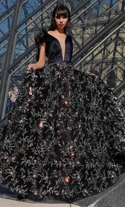 MNM Couture K4009 - Floral Beaded Skirt Prom Dress Evening Dresses