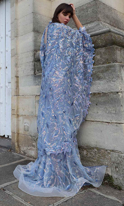 MNM Couture K4012 - Leaf Mesh Cape Evening Dress Evening Dresses