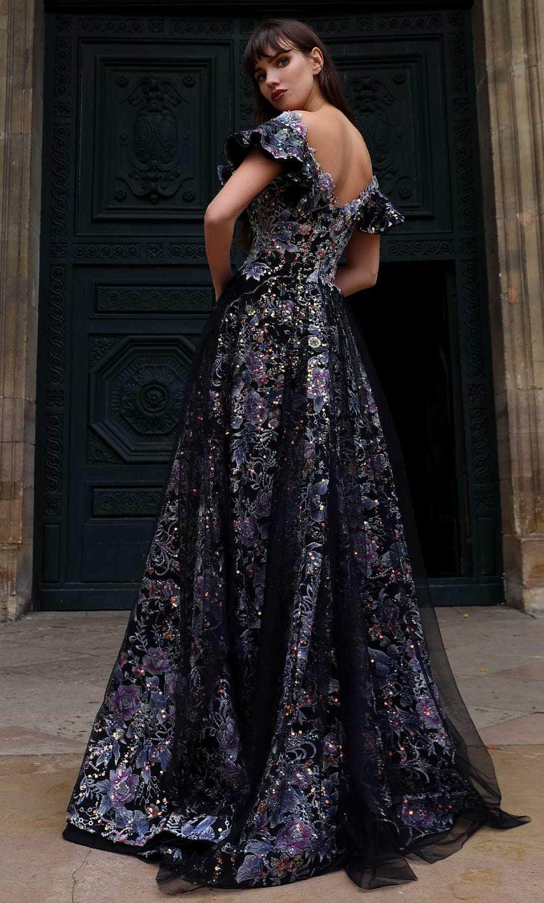 MNM Couture K4018 - Off Shoulder Floral A-line Gown