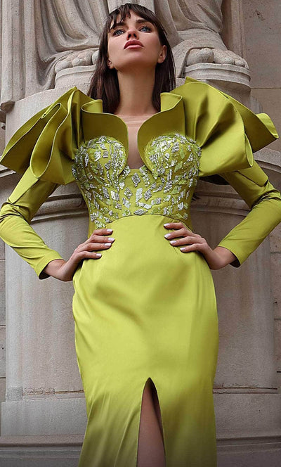MNM COUTURE K4028 - Long Sleeve Ruffled Evening Gown Evening Dresses