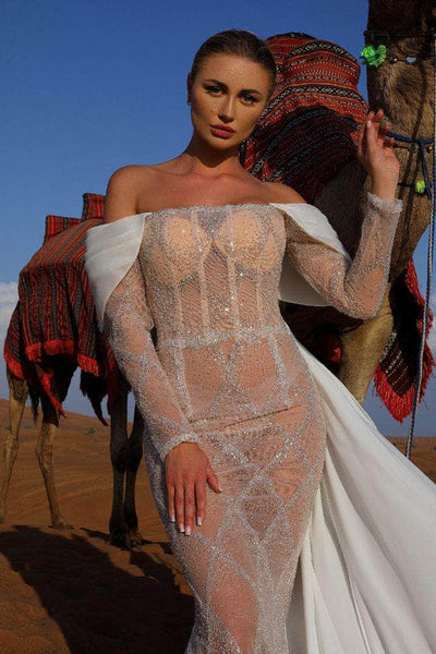 MNM COUTURE K4038 - Beaded Sheer Dress