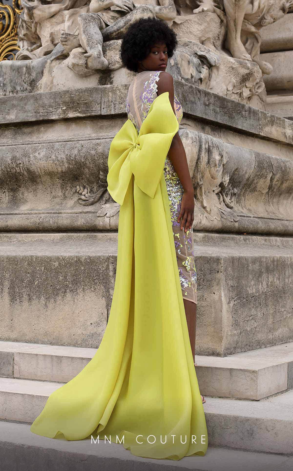 MNM COUTURE K4062 - Tea-Length Dress with Train
