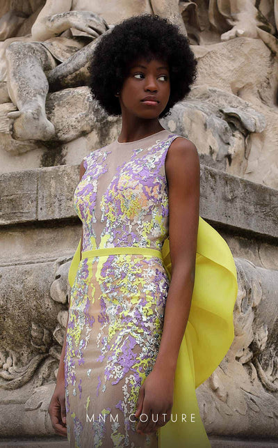 MNM COUTURE K4062 - Tea-Length Dress with Train