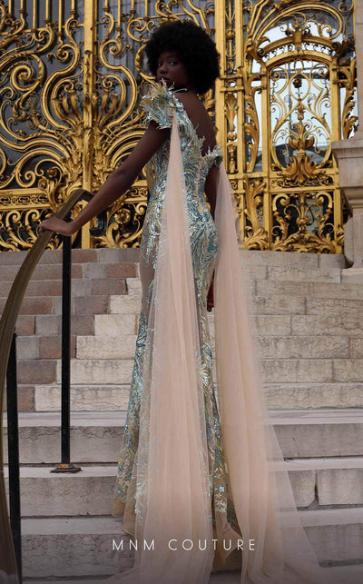 MNM COUTURE K4070 - Applique Sheer Gown