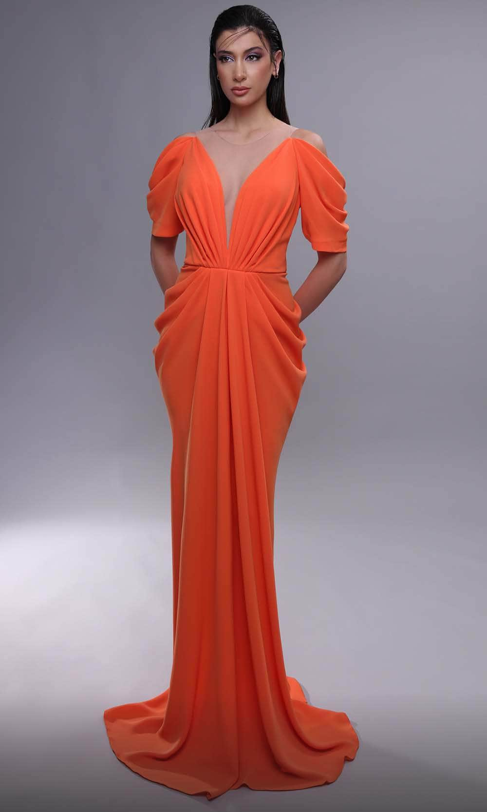 MNM Couture K4084 - Draped Plunge Evening Dress Evening Dresses