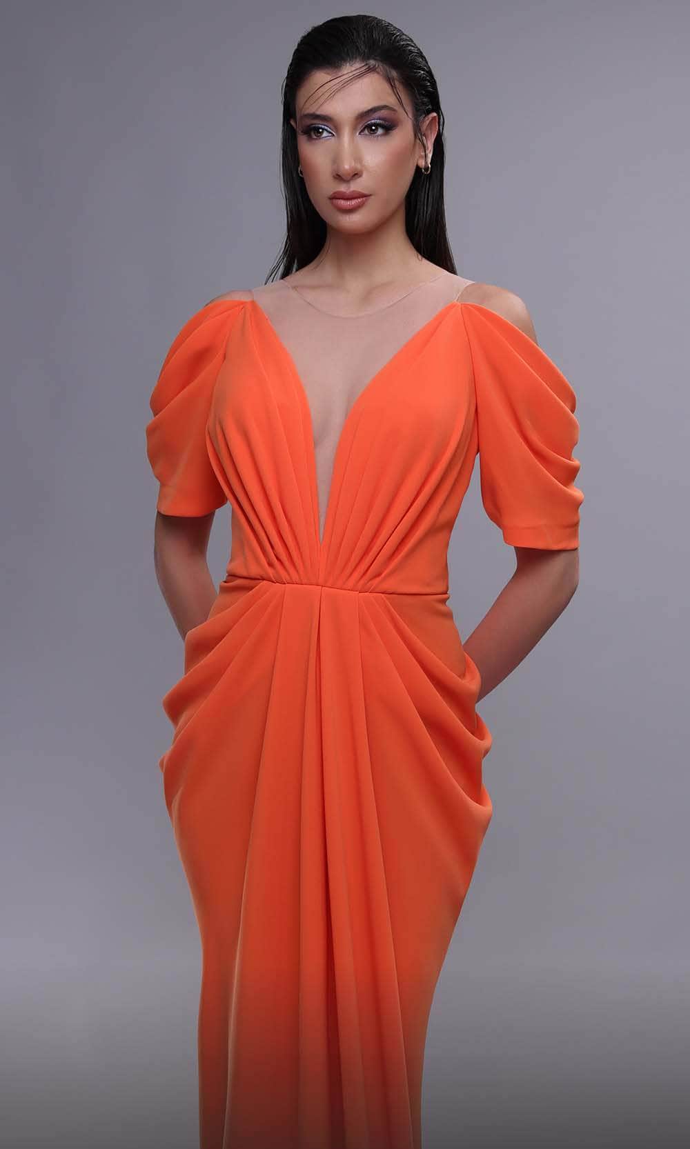 MNM Couture K4084 - Draped Plunge Evening Dress Evening Dresses