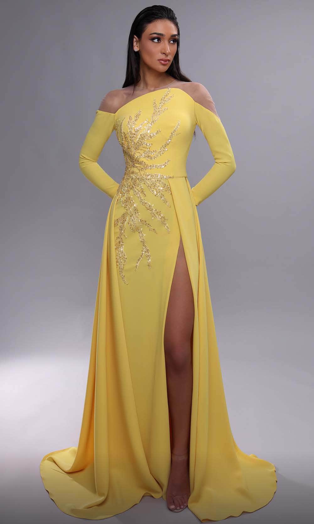 MNM Couture K4089 - Beaded Long Sleeve Evening Dress Evening Dresses