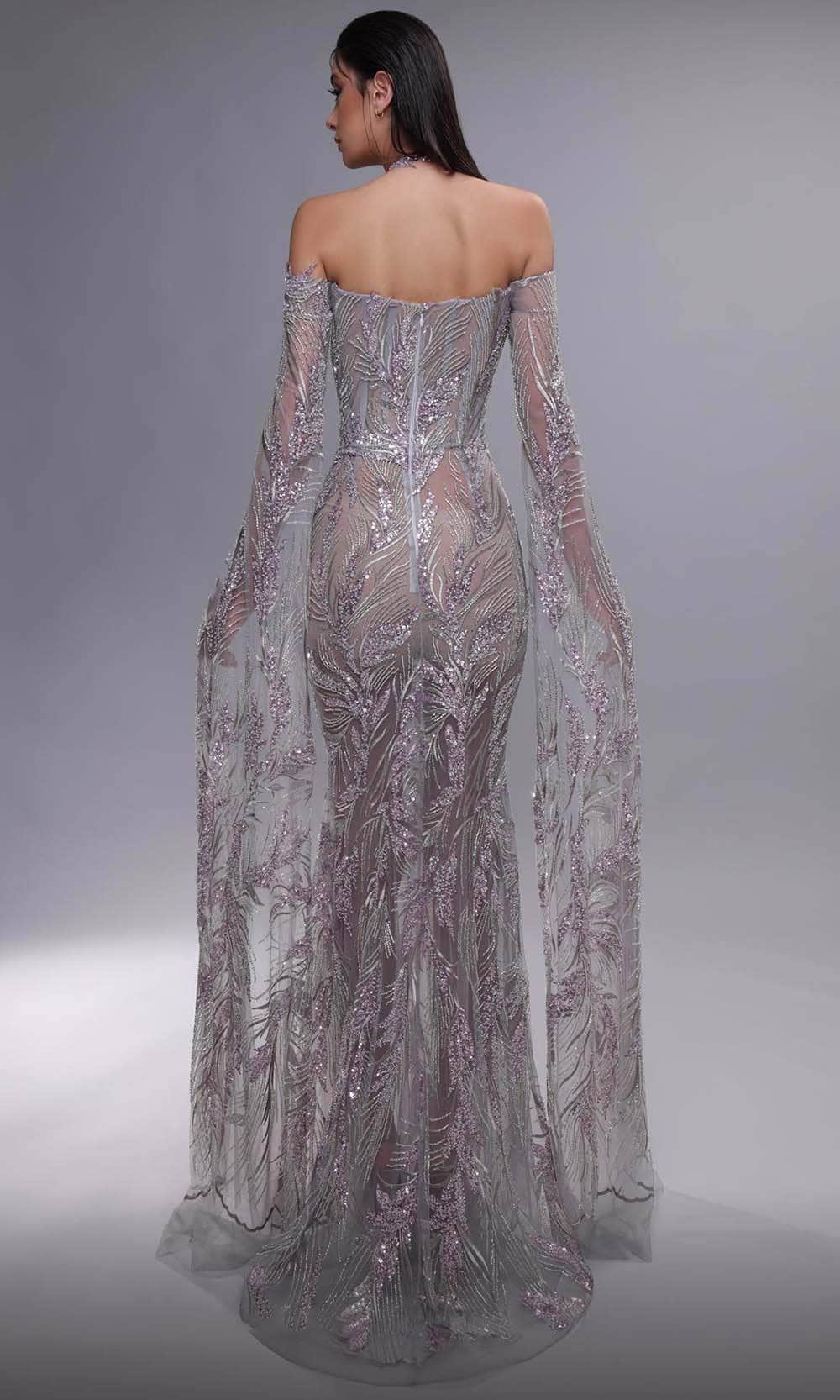 MNM Couture K4090 - Cascading Sleeve Illusion Dress Evening Dresses