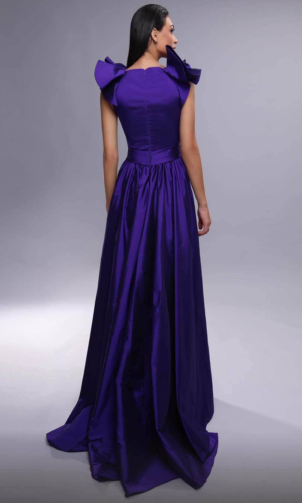 MNM Couture K4096 - Floral Detail V-Neck Evening Dress Evening Dresses