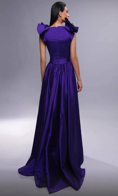 MNM Couture K4096 - Floral Detail V-Neck Evening Dress Evening Dresses
