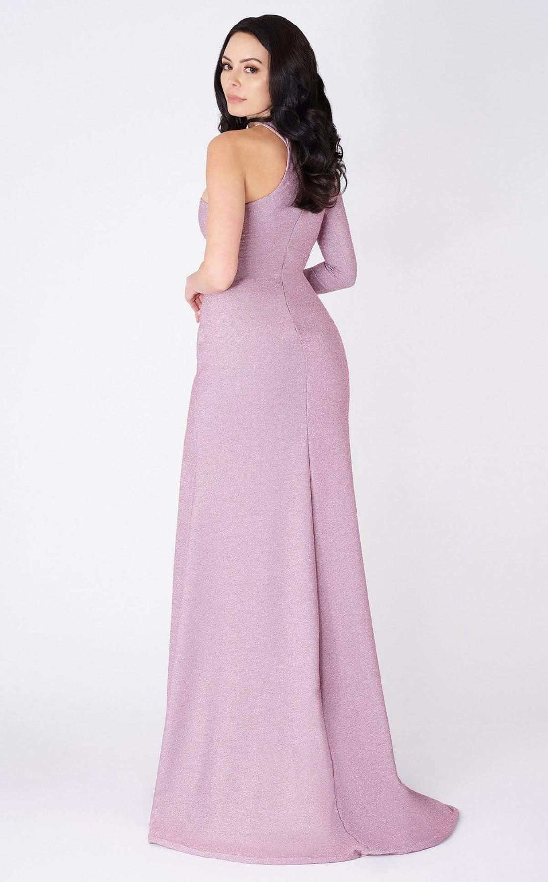 MNM COUTURE - L0049B One Shoulder Long Sleeve Trumpet Dress Evening Dresses