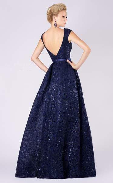 MNM COUTURE - M0038 Sequined Lace V-neck Gown Special Occasion Dress