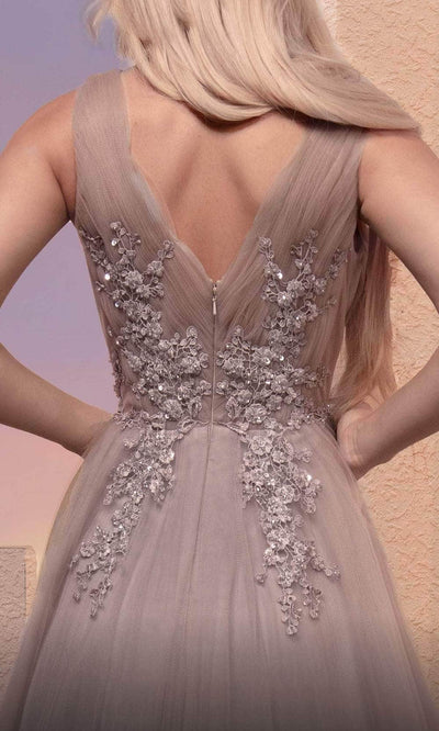 MNM COUTURE M0095 - Floral Applique Tulle Evening Dress Evening Dresses
