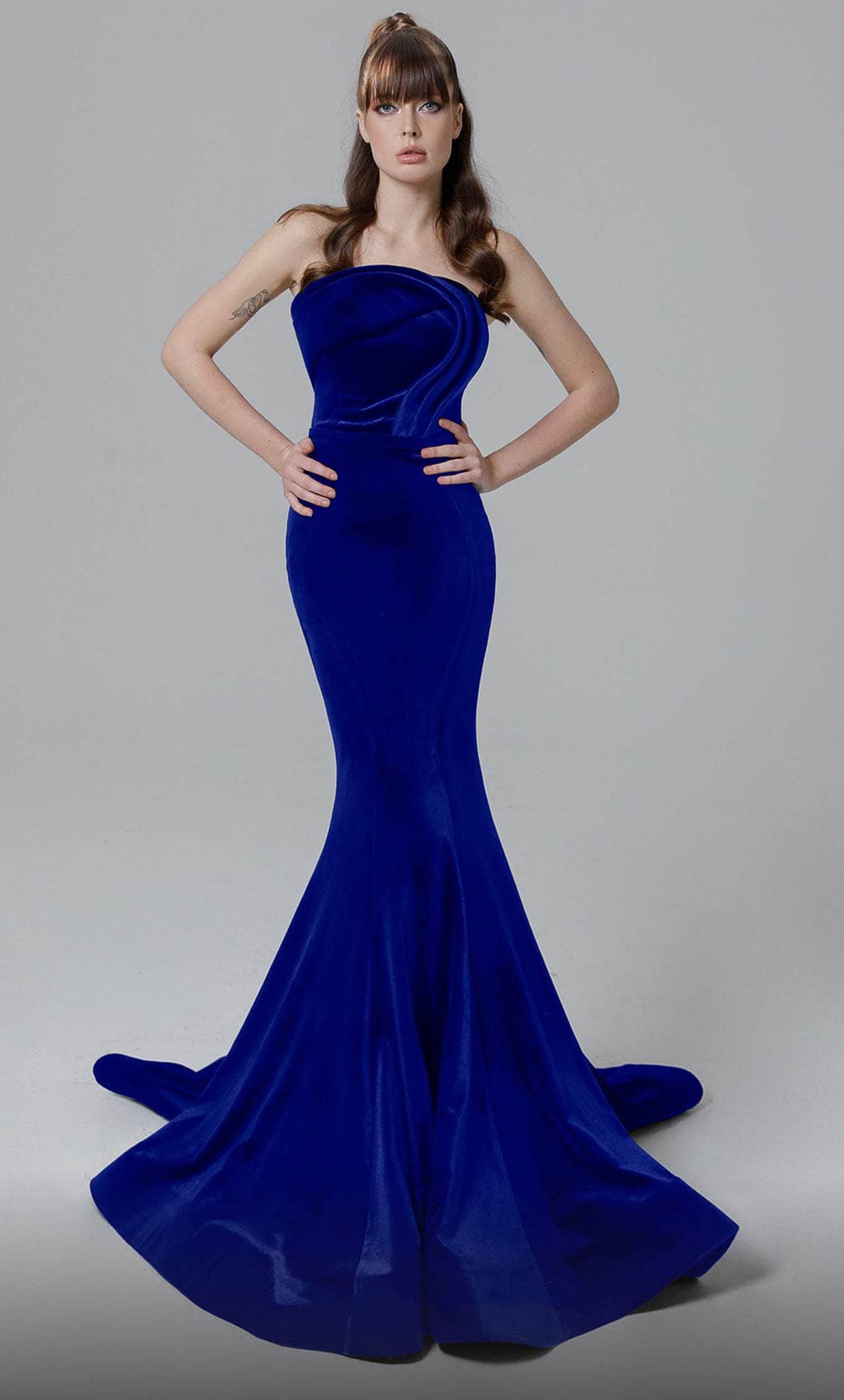 MNM Couture N0450 Strapless Velvet Gown Black Formal Dress Size 4 Royal Blue / 14 MNM Couture N0450 Strapless Velvet Gown Black Formal Dress Size 4 Royal Blue / 14