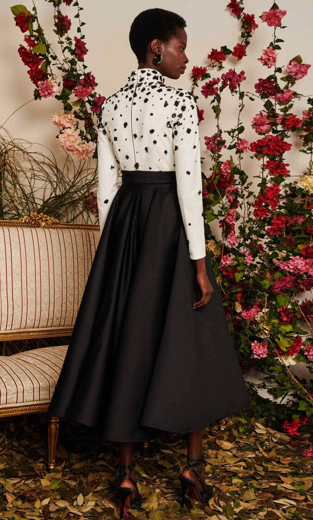 MNM COUTURE N0489 - Long Sleeve Tea Length Dress Holiday Dresses